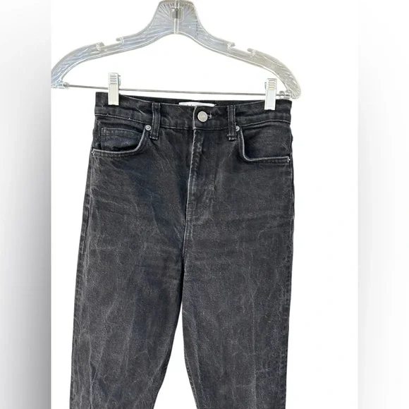 Reformation Liza Slit Hem Ultra High Rise Straight Long Jeans - Size 25 - Black - Picture 4 of 14